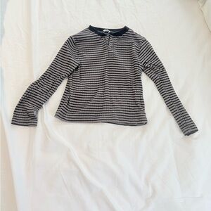 Splendid Charcoal and Light Gray Striped Top